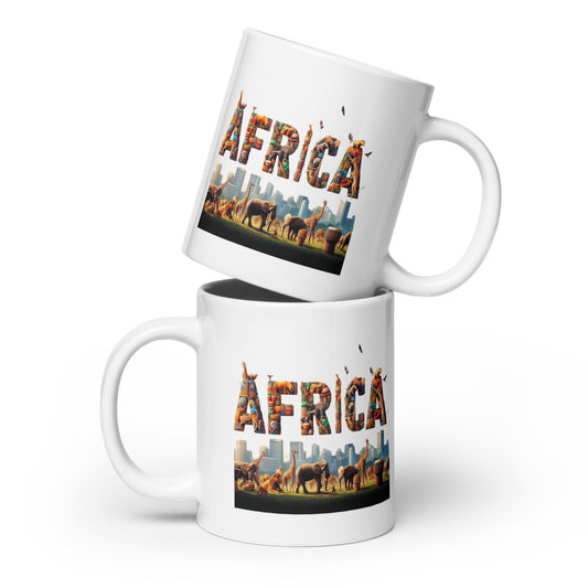 Check out this Cool, Stylish, "AFRICA" White glossy mug