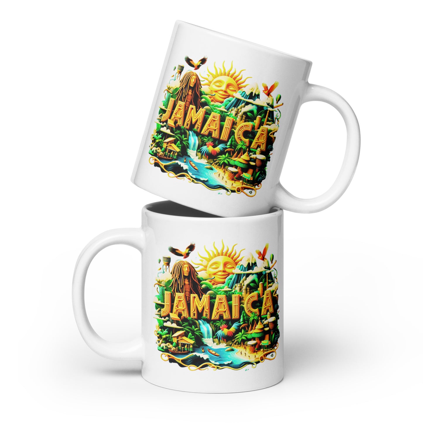 Check out this Cool, Stylish, "JAMAICA" White glossy mug