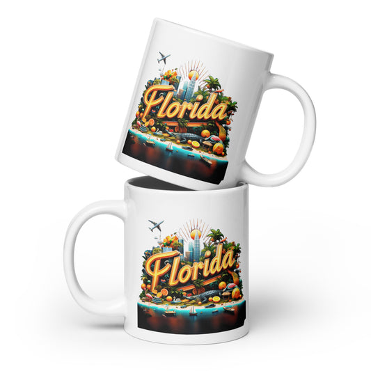 Check out this Cool, Stylish, "Florida" White glossy mug