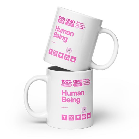 Check out this Cool, Stylish, "100% HUMAN BEING" 03 White glossy mug