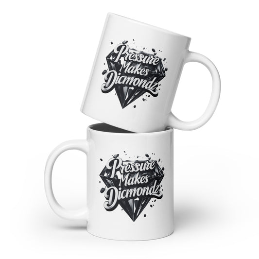 Check out this Cool, Stylish, "PRESSURE MAKES DIAMONDZ" White glossy mug